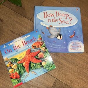 Usborne "On the Beach" & "How Deep is the Sea?" Kids Book Set - Blue/Multicolor